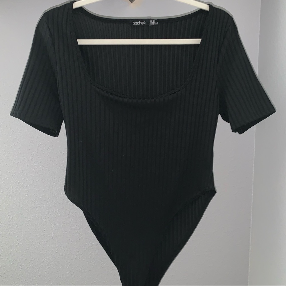 Boohoo Black Square Neck Bodysuit
